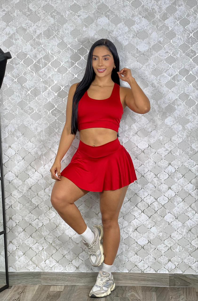 conjunto deportivo falda short